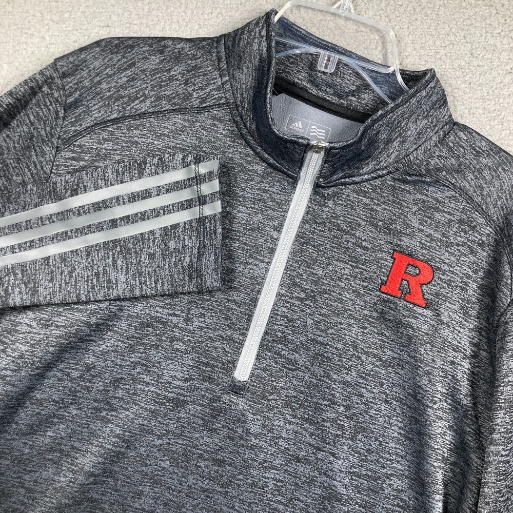 Rutgers University 1/4 Zip Pullover Adult XL Heathered Grey Long Sleeve Adidas